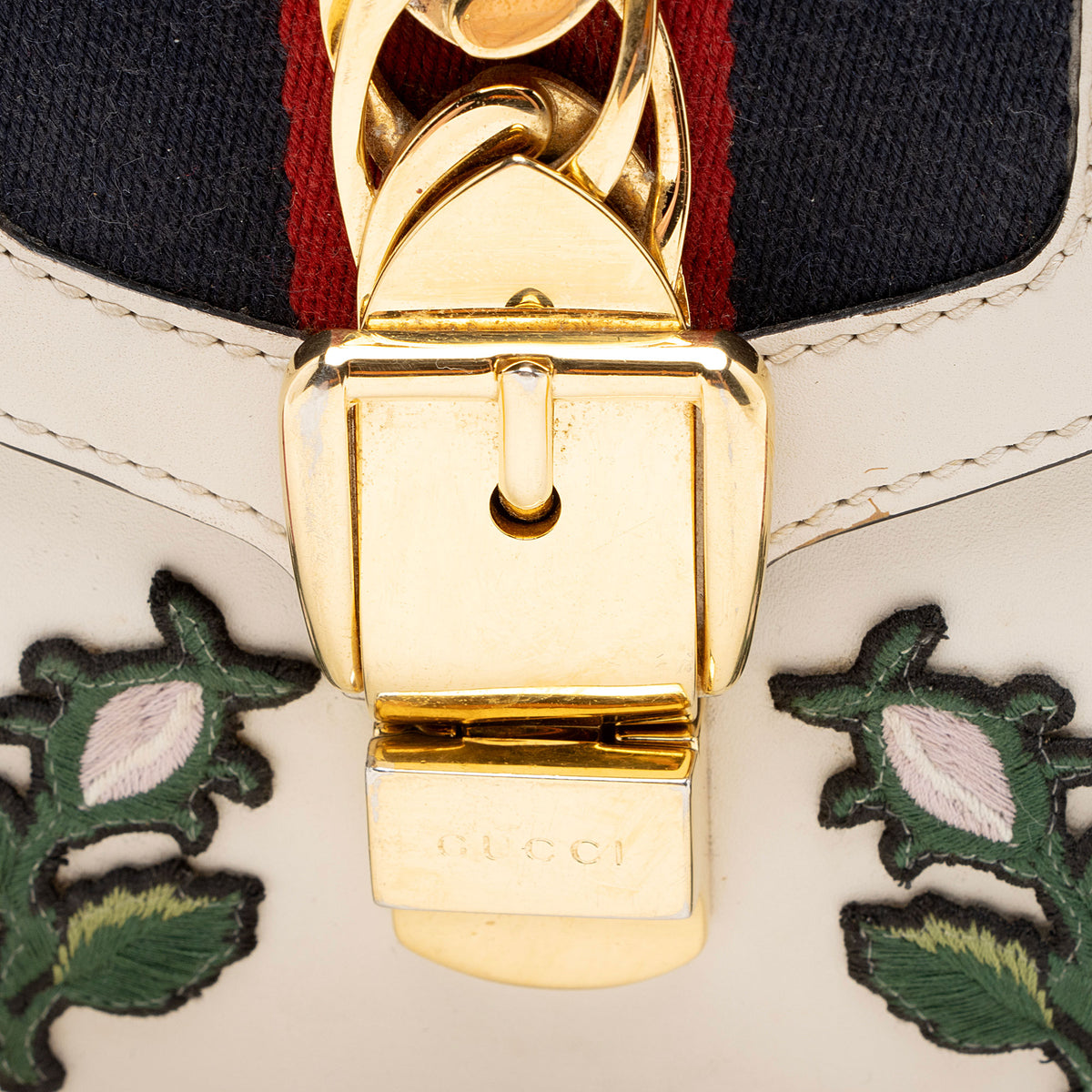 Gucci Leather Floral Sylvie Mini Top Handle