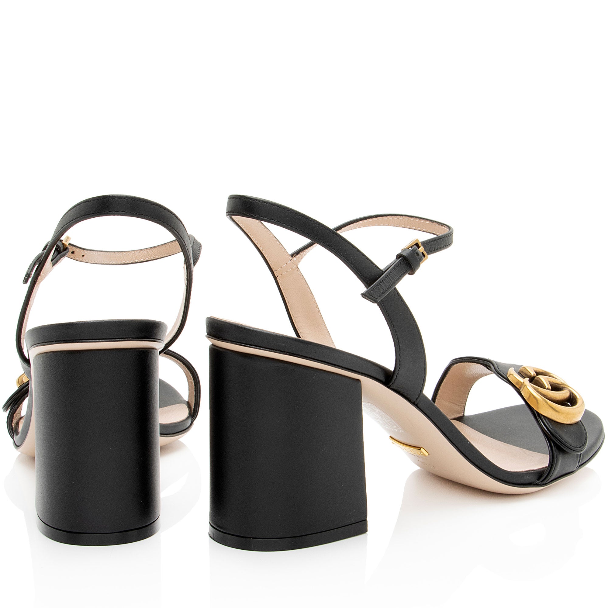 Gucci Leather GG Marmont Sandals - Size 8.5 / 38.5
