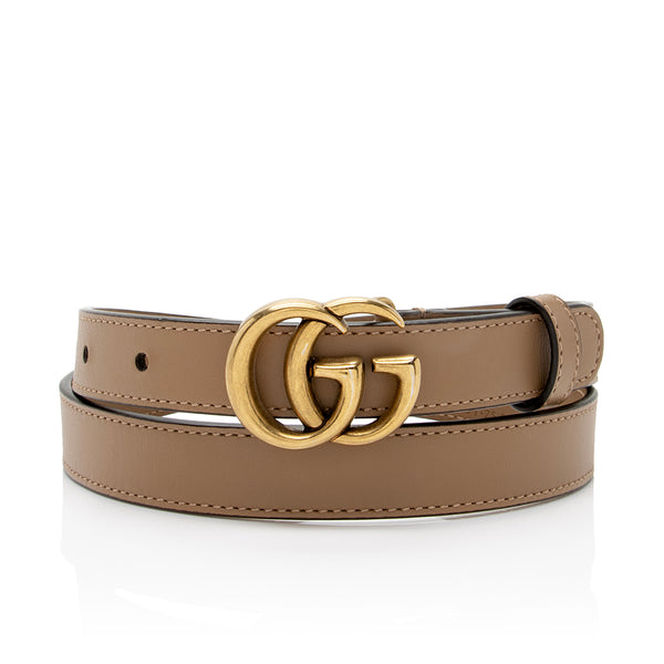 Gucci Leather GG Marmont Slim Belt - Size 30 / 75 (SHF-PlwVBE)