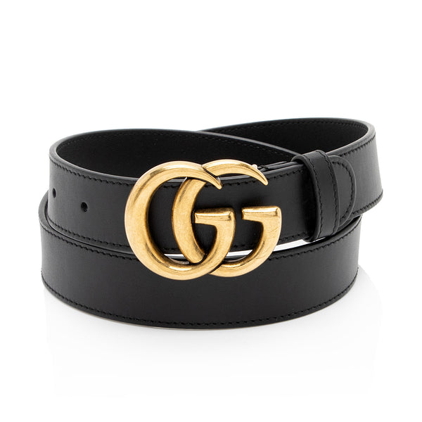 Gucci Leather GG Marmont Slim Belt - Size 32 / 80 (SHF-ZvXnnv)