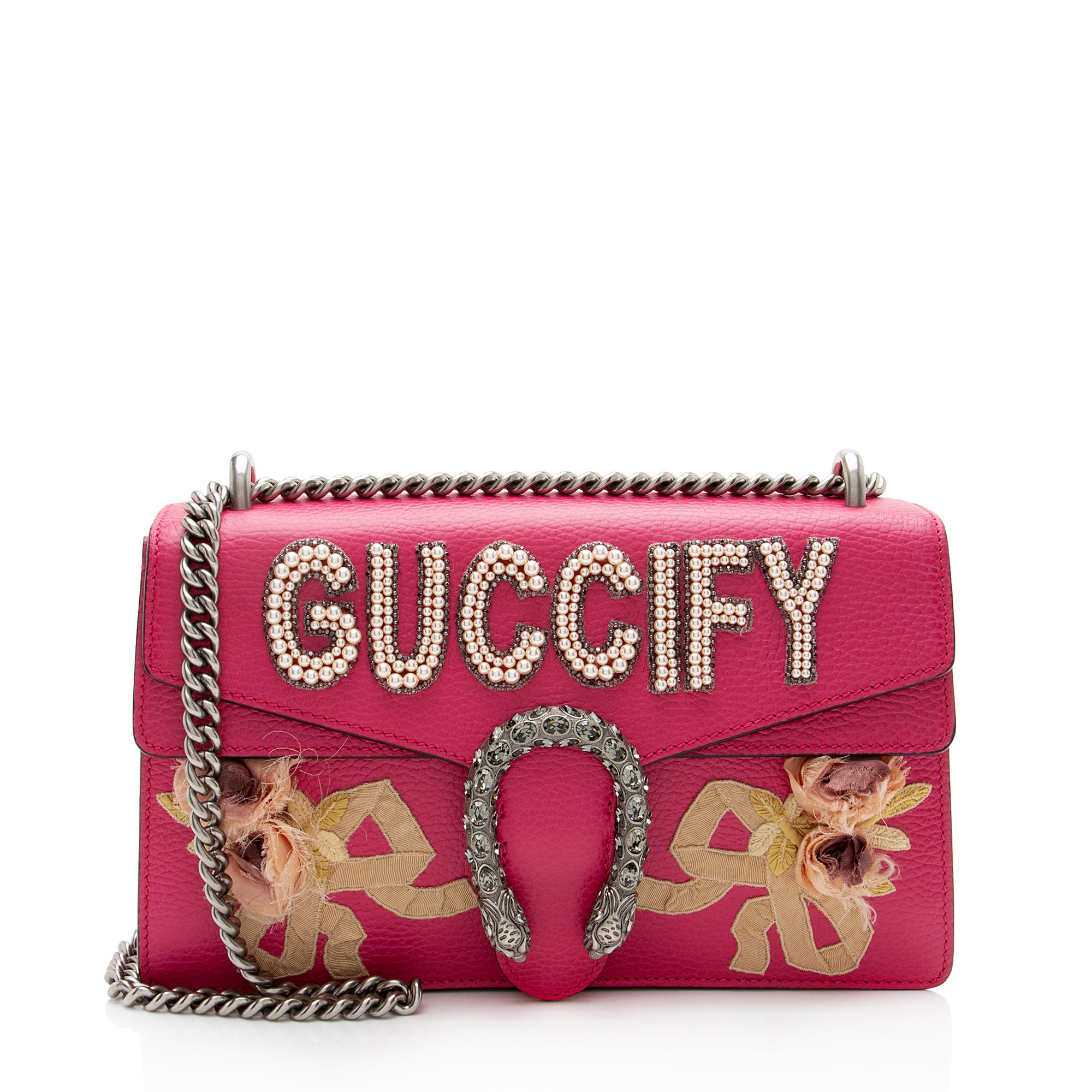 Gucci Leather Guccify Pearl Embellished Dionysus Medium Shoulder Bag