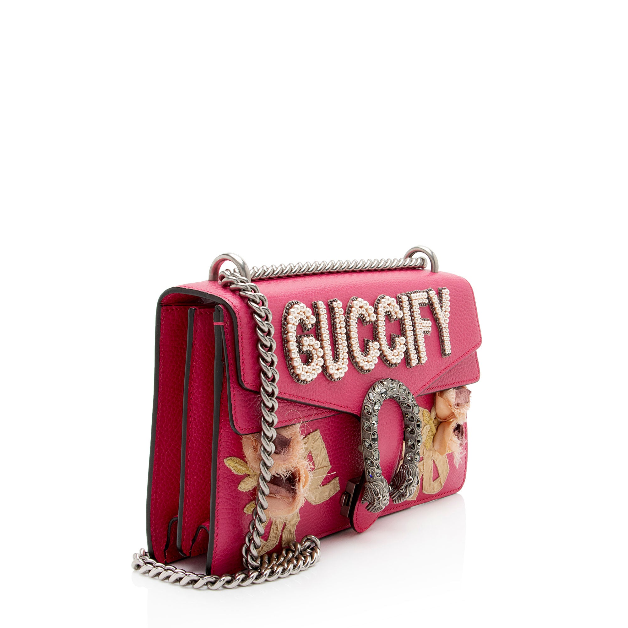 Gucci Leather Guccify Pearl Embellished Dionysus Medium Shoulder Bag