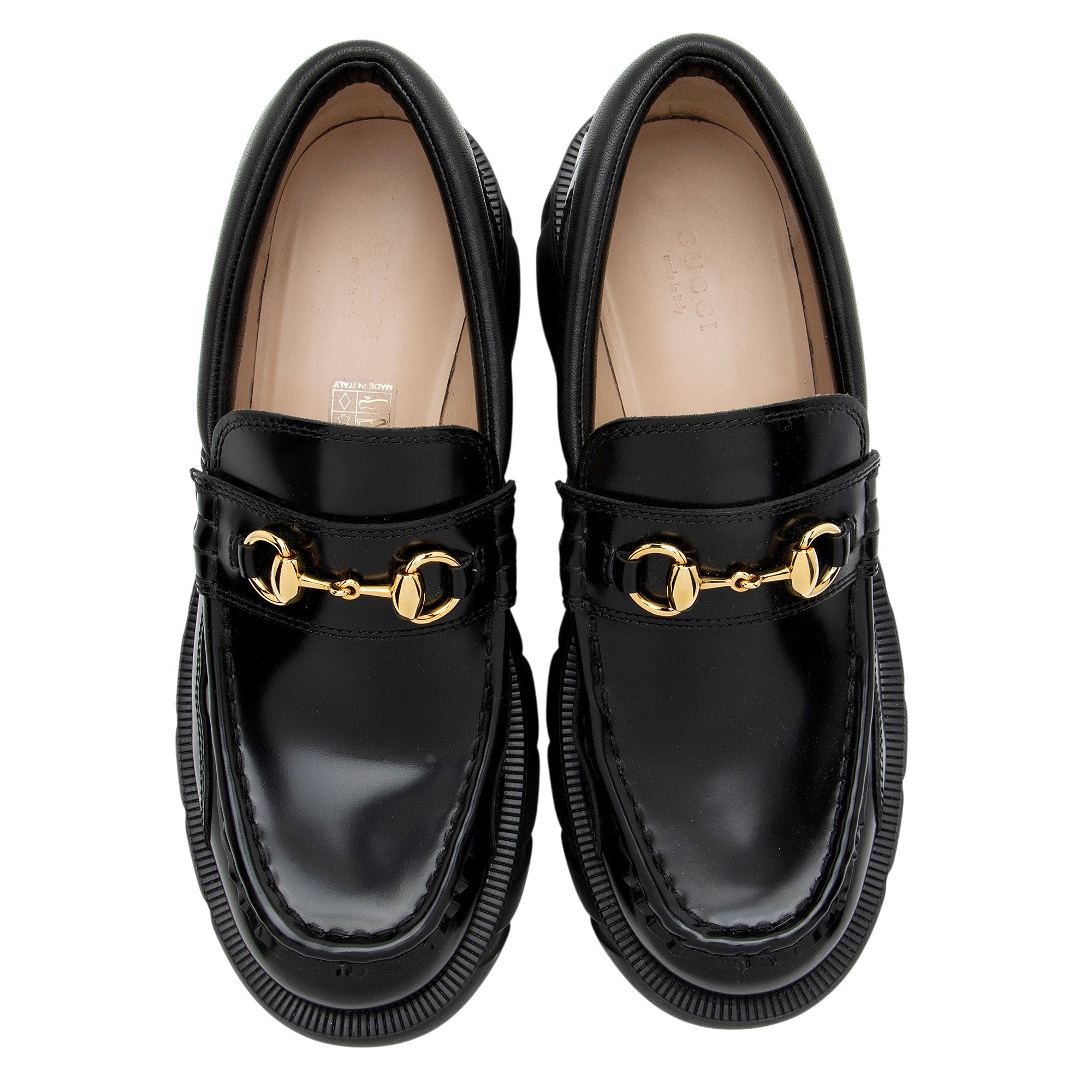 Gucci Leather Horsebit Lug Sole Loafers - Size 8.5 / 38.5