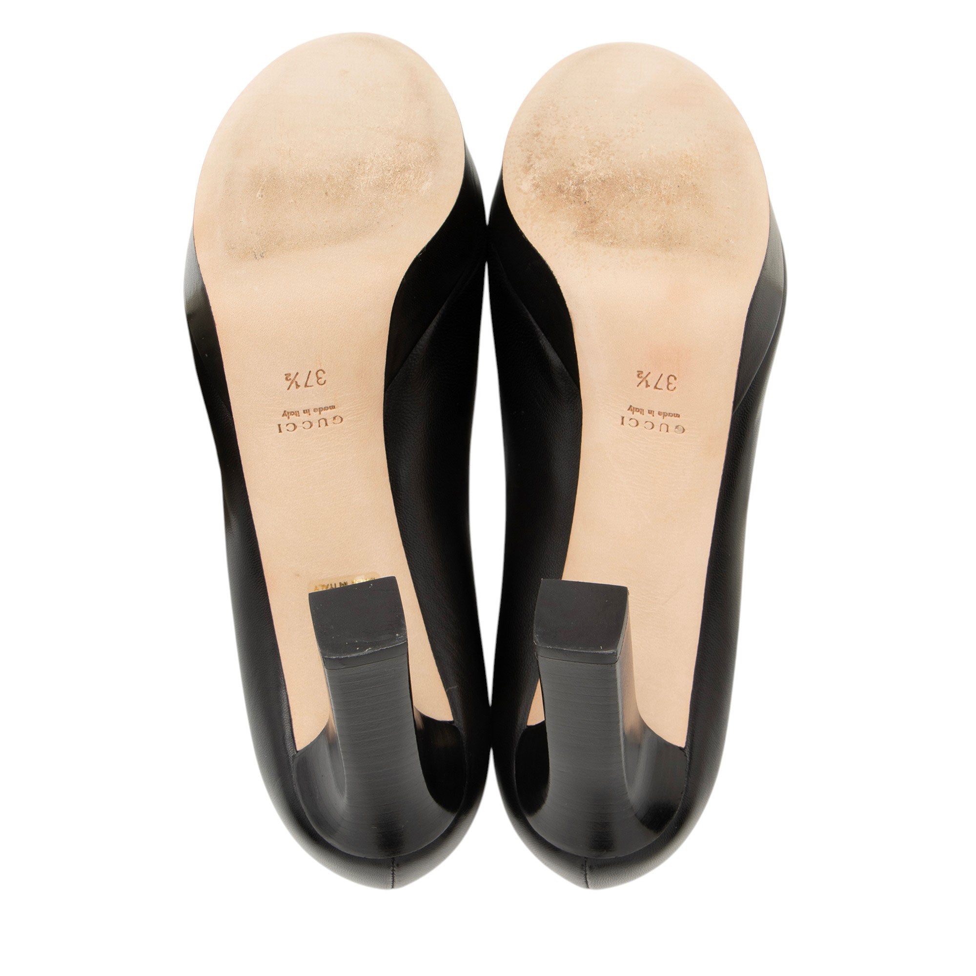 Gucci Leather Horsebit Platform Peep Toe Pumps - Size 7.5 / 37.5