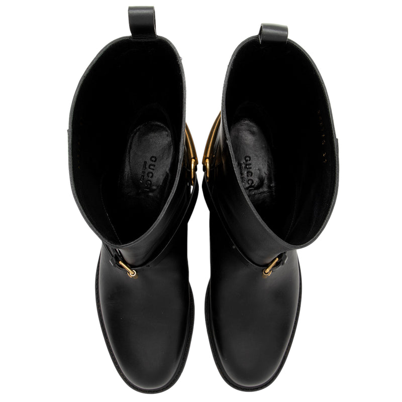 Gucci Leather Horsebit Tess Boots - Size 7 / 37 (SHF-2Ff59b)