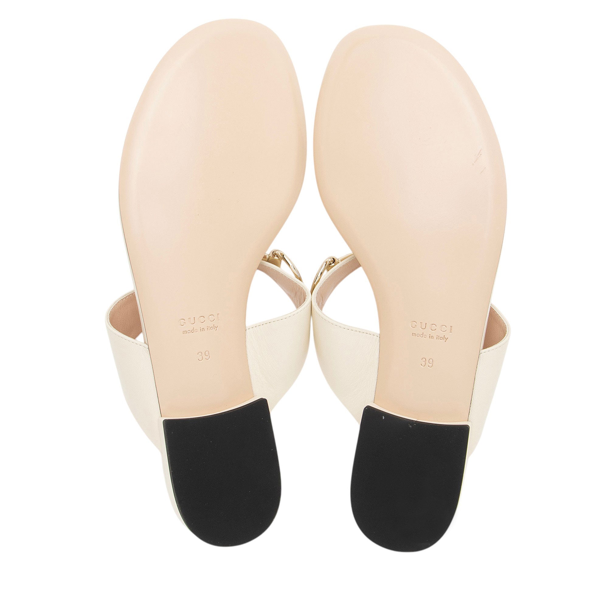 Gucci Leather Horsebit Thong Sandals - Size 9 / 39