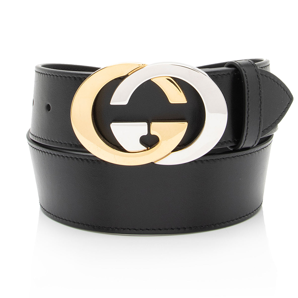 Auth Gucci Interlocking G Belt #324230G28B Gucci Calfskin Interlocking G Belt 95 38 Dark Brown 1874203  main image 4