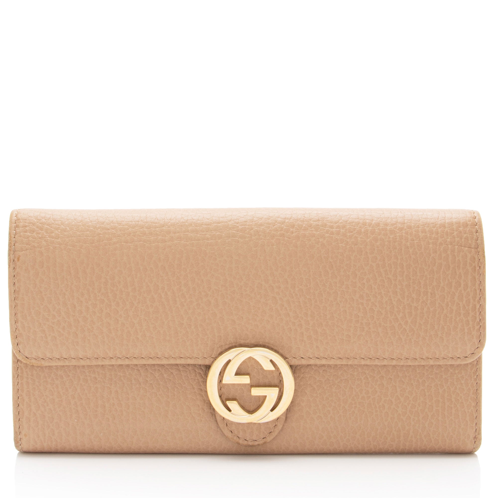 Gucci Leather Interlocking G Continental Wallet
