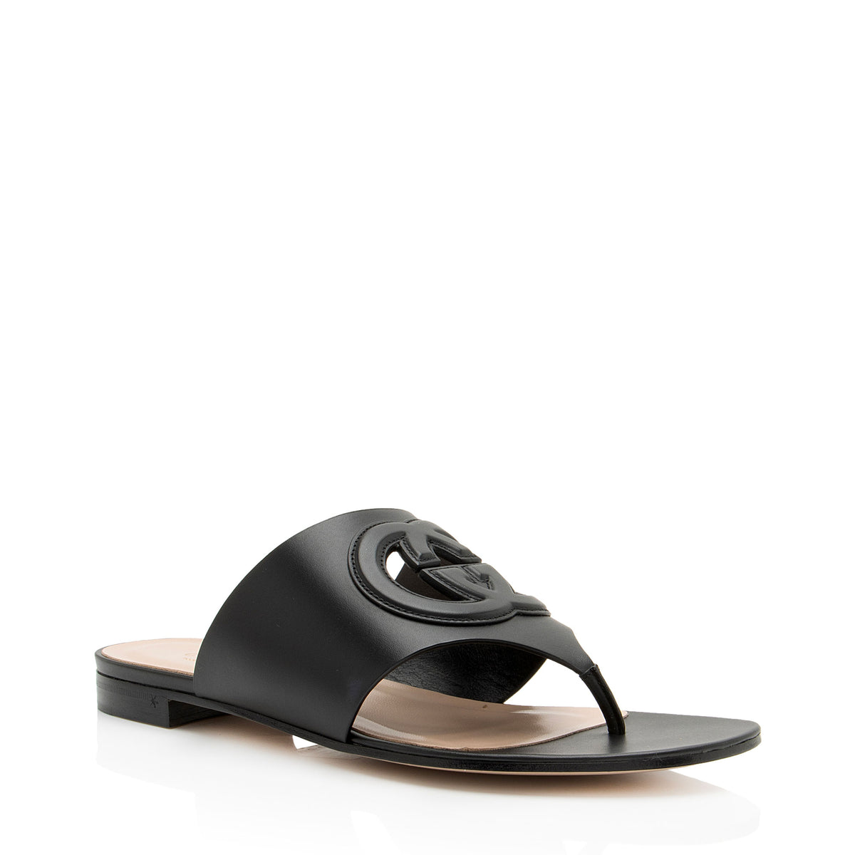 Gucci Leather Interlocking G Cutout Thong Sandals - Size 9.5 / 39.5