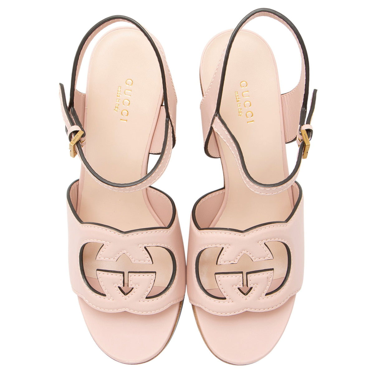 Gucci Leather Interlocking G Cutout Platform Sandals - Size 9.5 / 39.5
