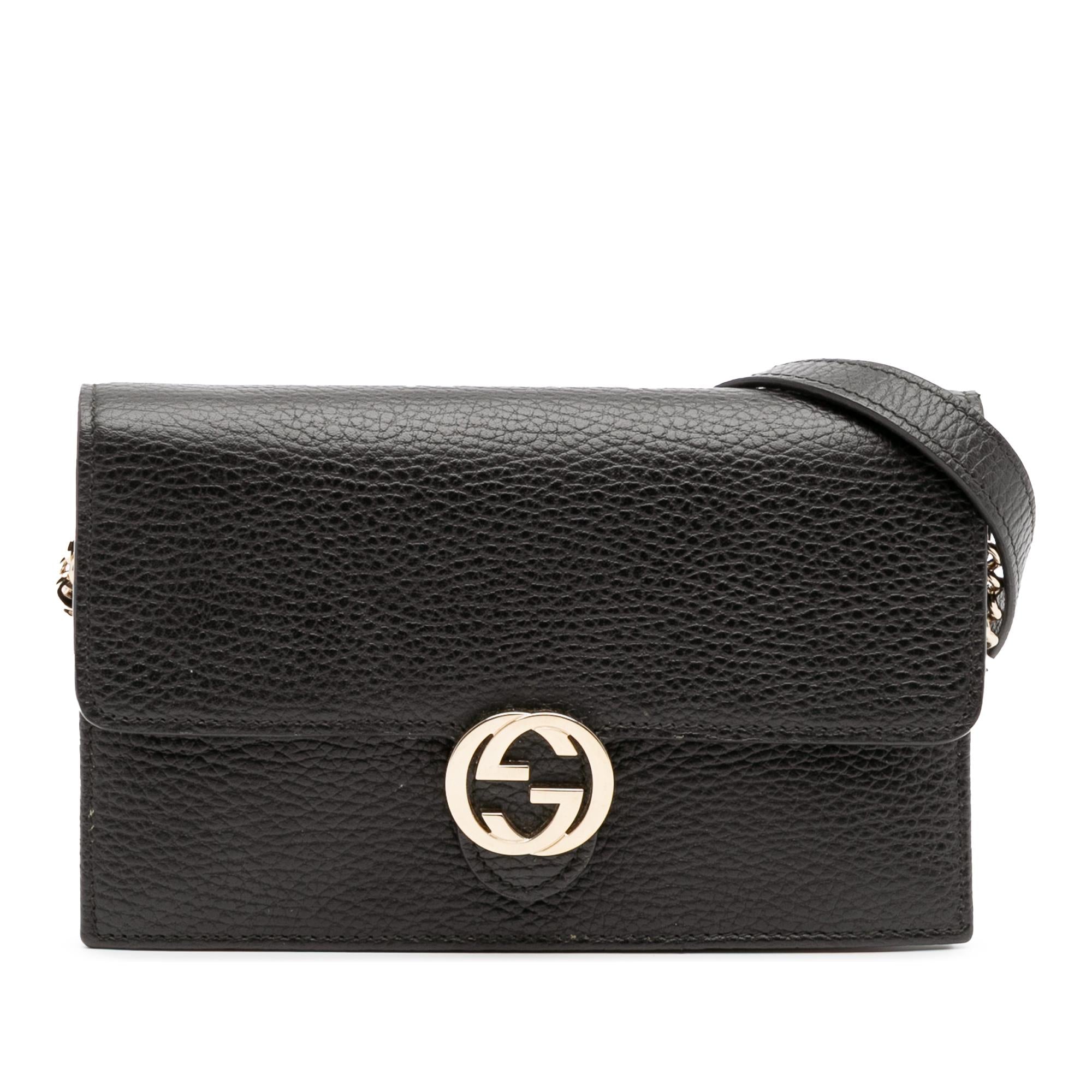 Gucci Leather Interlocking G Dollar Wallet on Chain