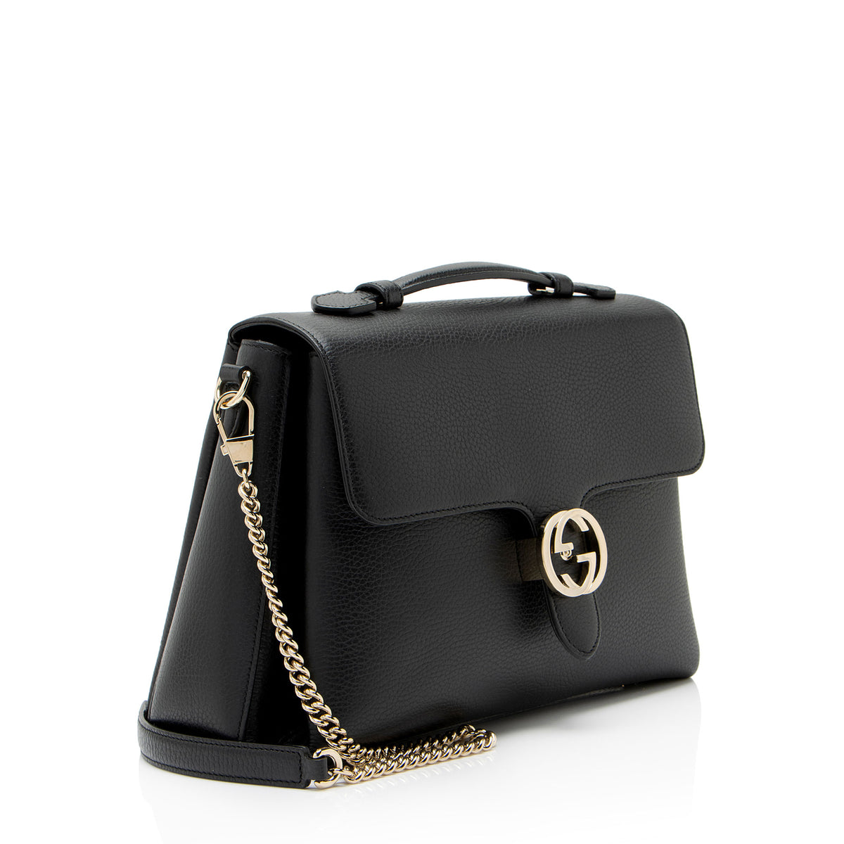 Gucci Leather Interlocking G Medium Top Handle