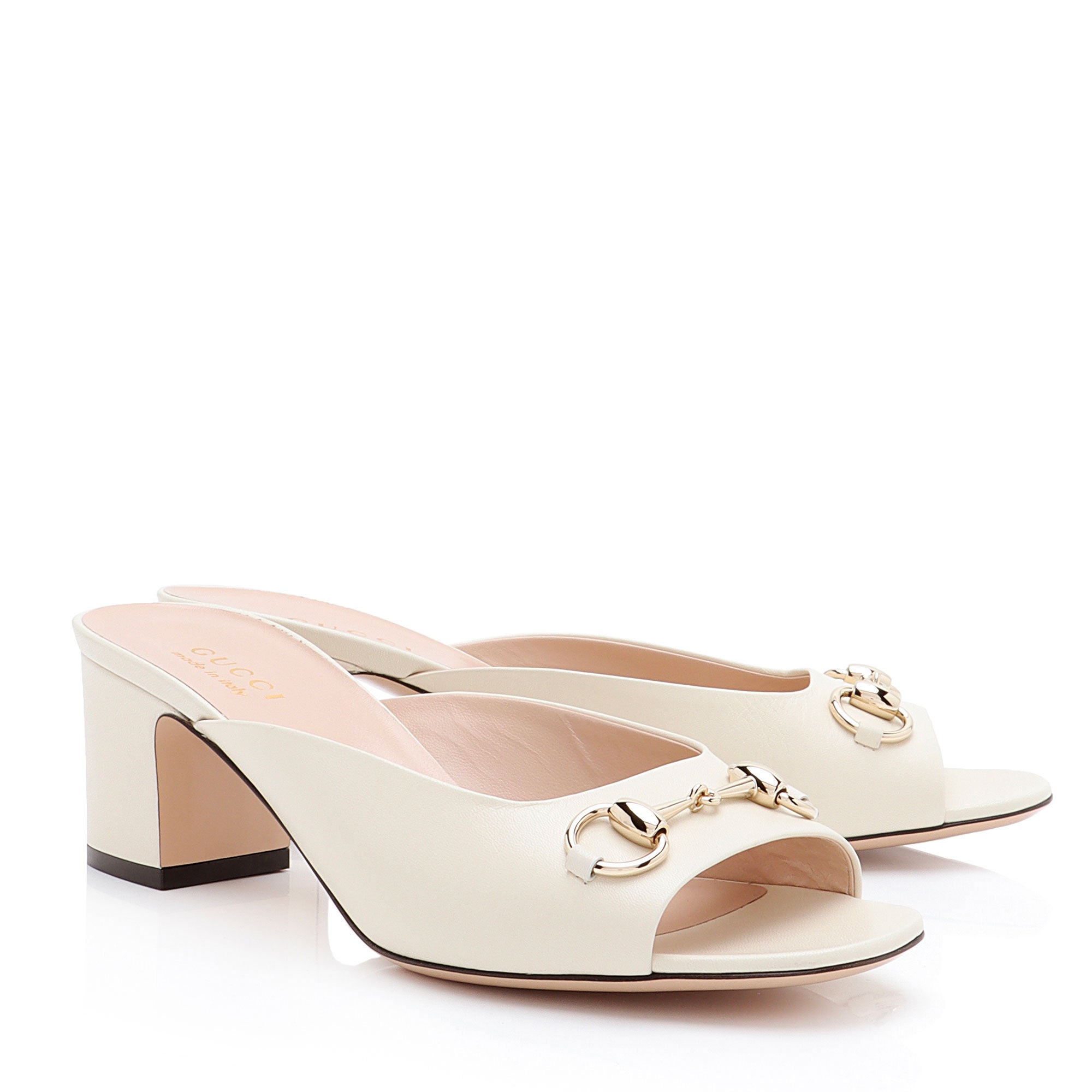 Gucci Leather Lady Horsebit Slide Sandals - Size 9 / 39