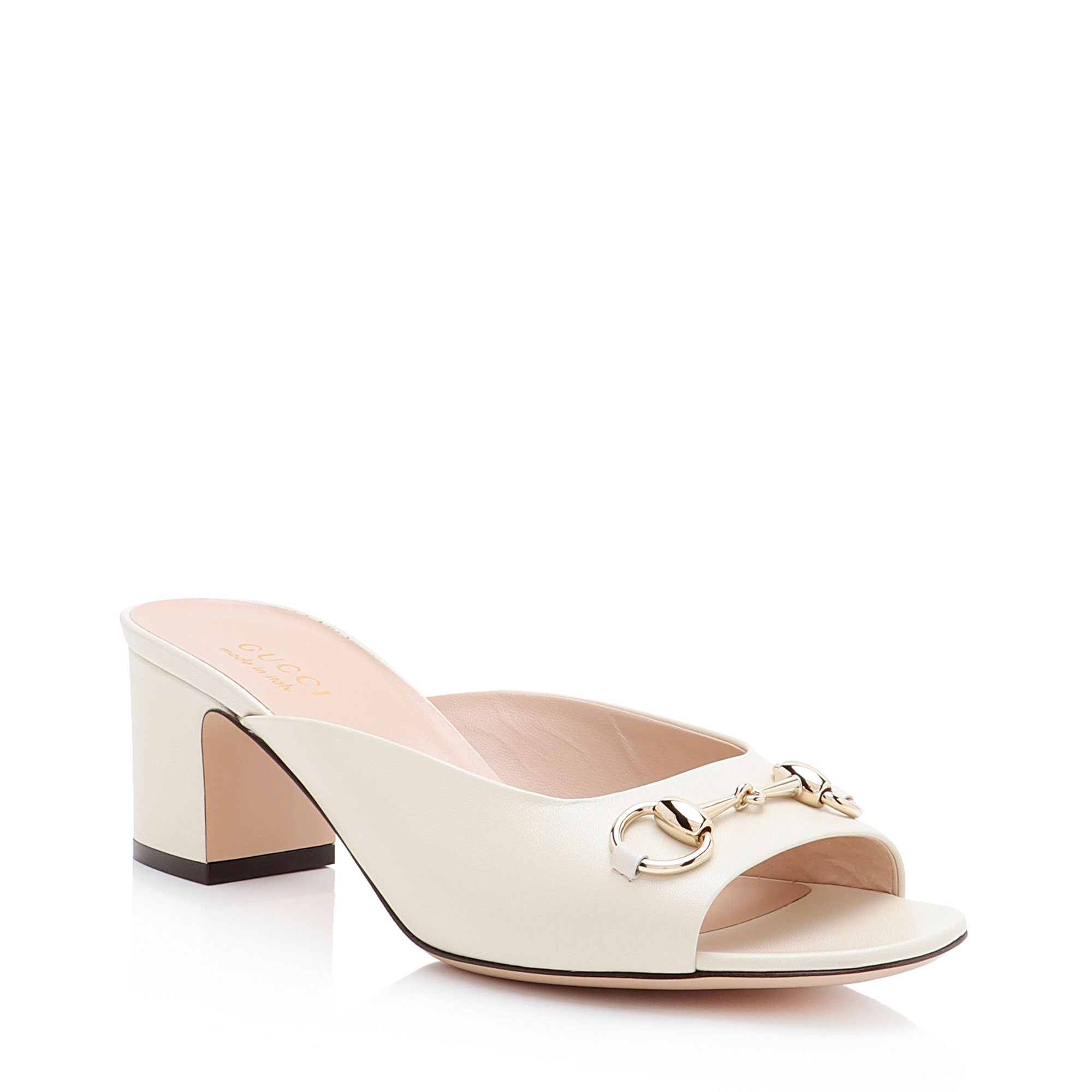 Gucci Leather Lady Horsebit Slide Sandals - Size 9 / 39