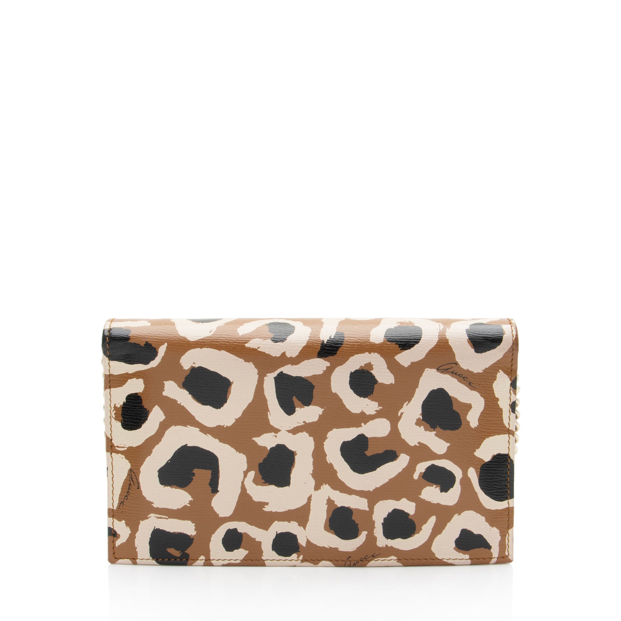 Gucci Leather Leopard Betty Wallet On Chain