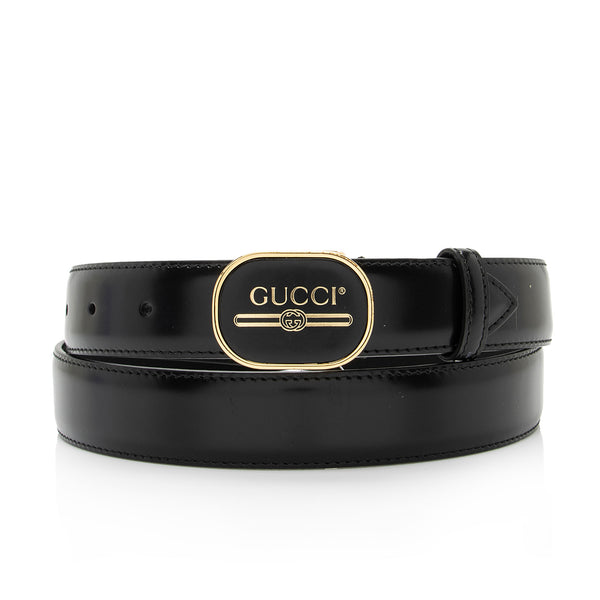 Gucci Leather Enamel Logo Belt - Size 38 / 95 (SHF-mDnVzm)