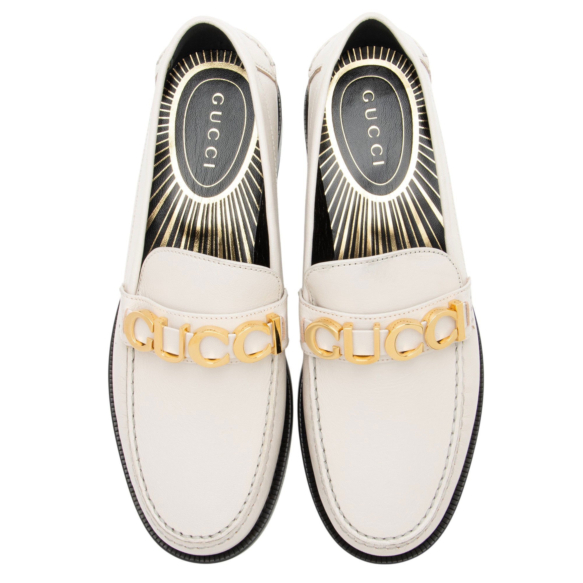 Gucci Leather Logo Moccasin Loafers - Size 9 / 39