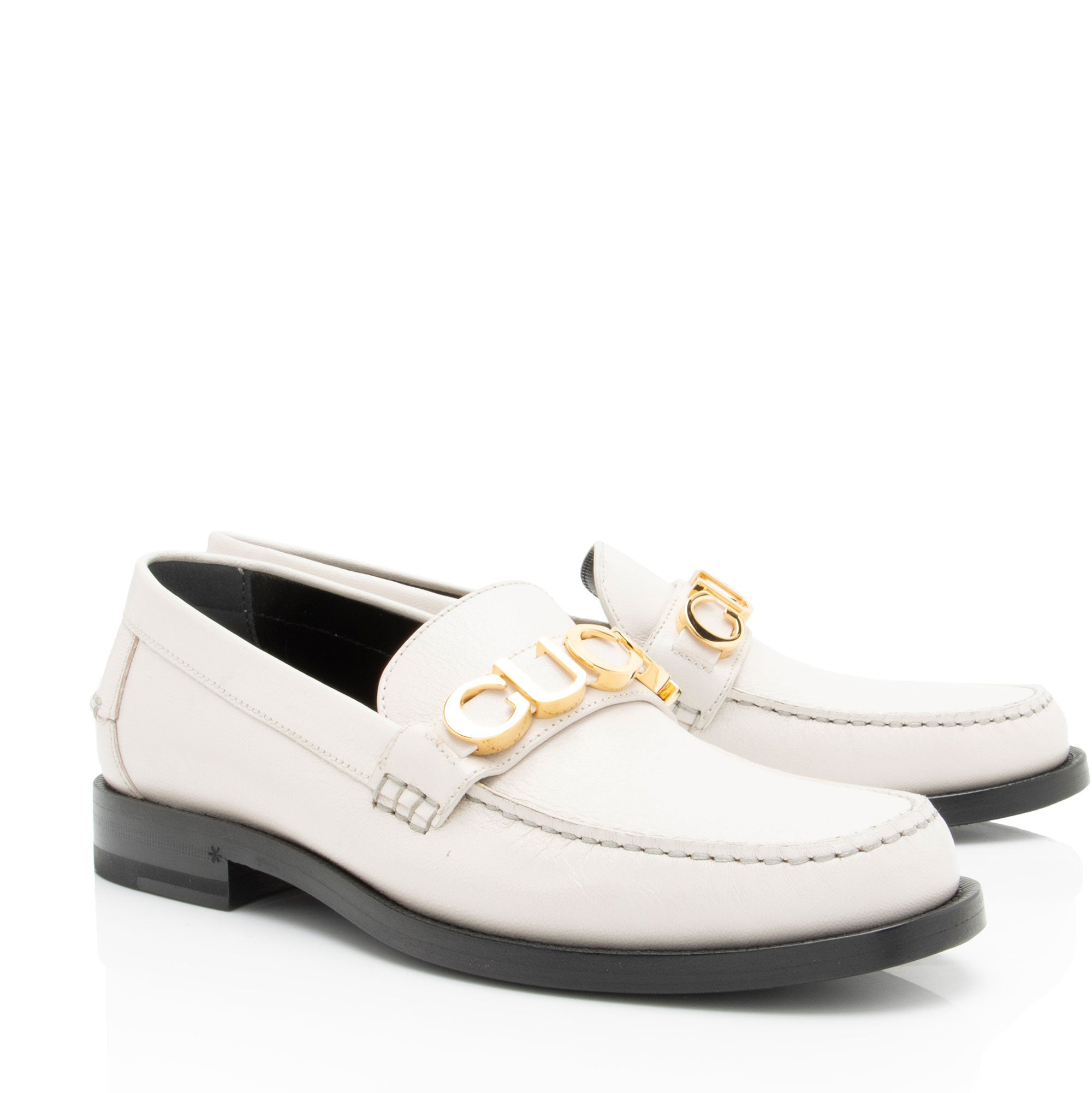Gucci Leather Logo Moccasin Loafers - Size 9 / 39