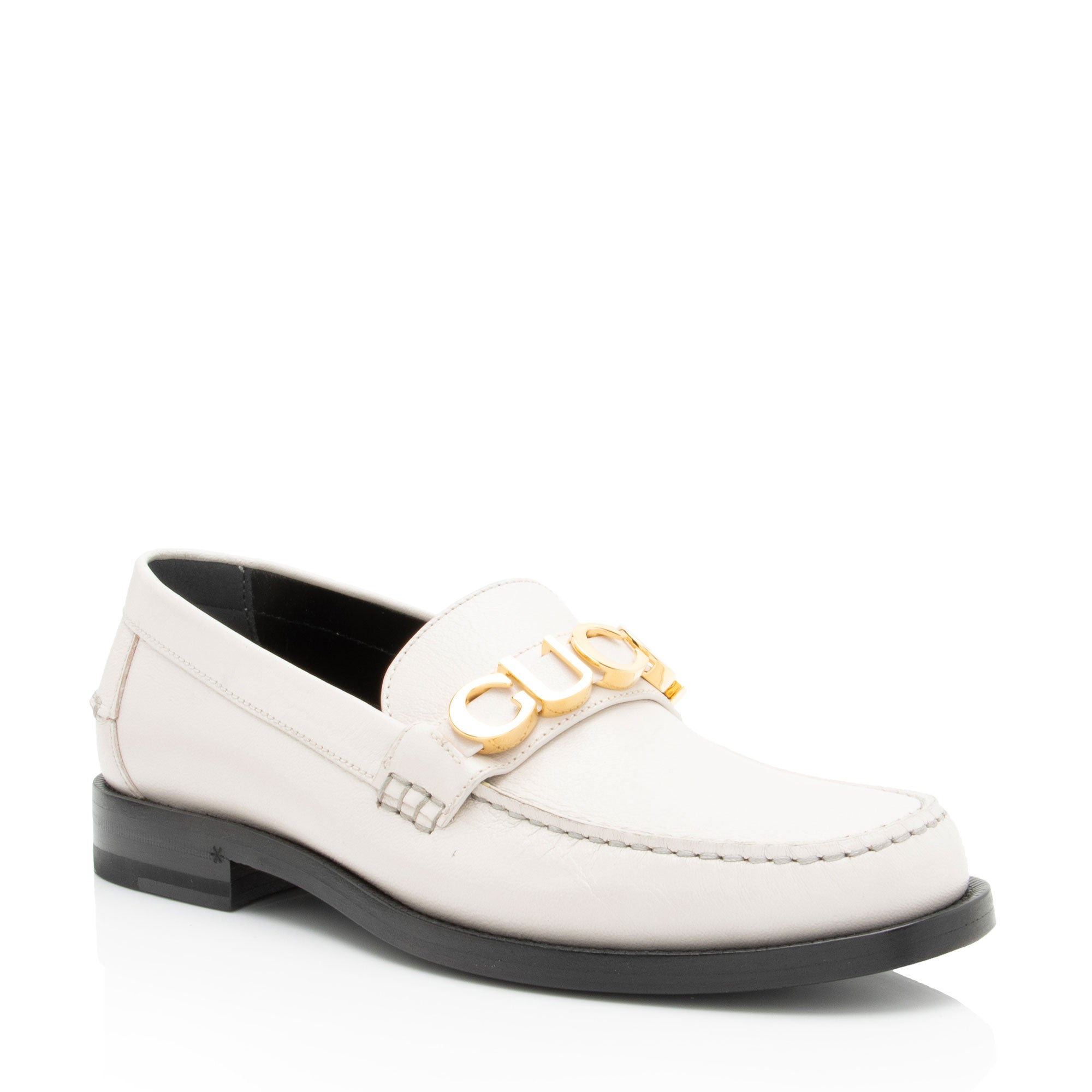 Gucci Leather Logo Moccasin Loafers - Size 9 / 39
