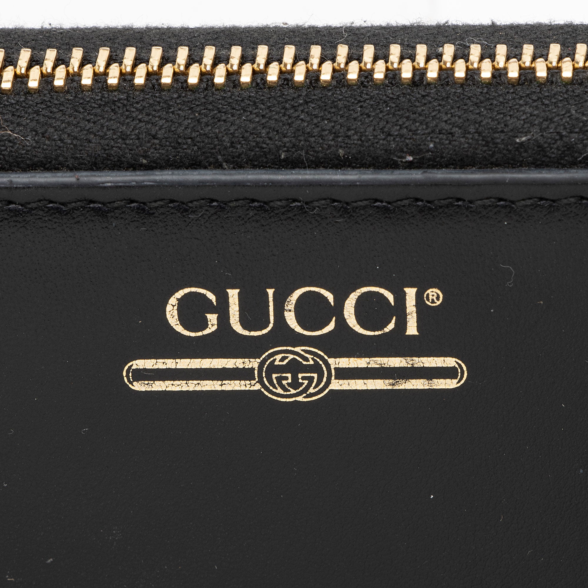 Gucci Leather Logo Print Zip Around Wallet