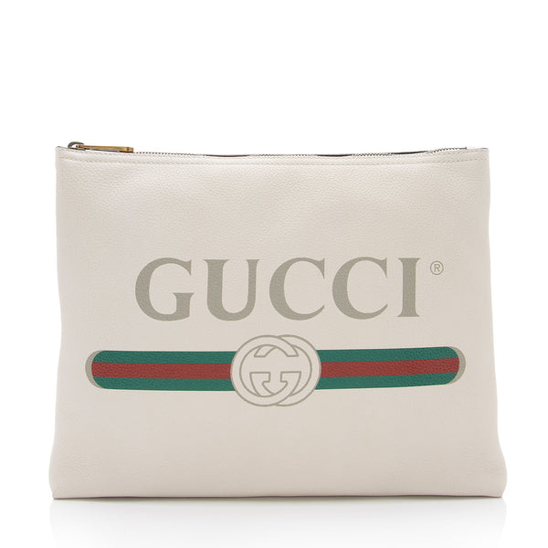 Gucci Leather Logo Zip Pouch (SHF-voC0bh)