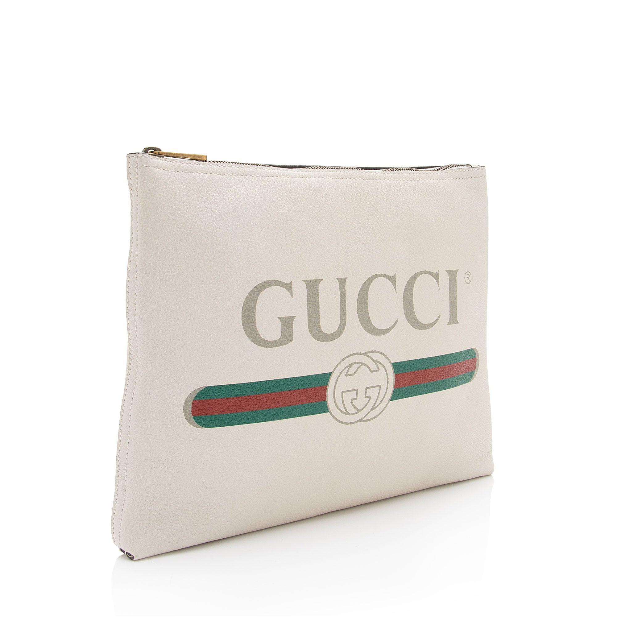 Gucci Leather Logo Zip Pouch (SHF-voC0bh)