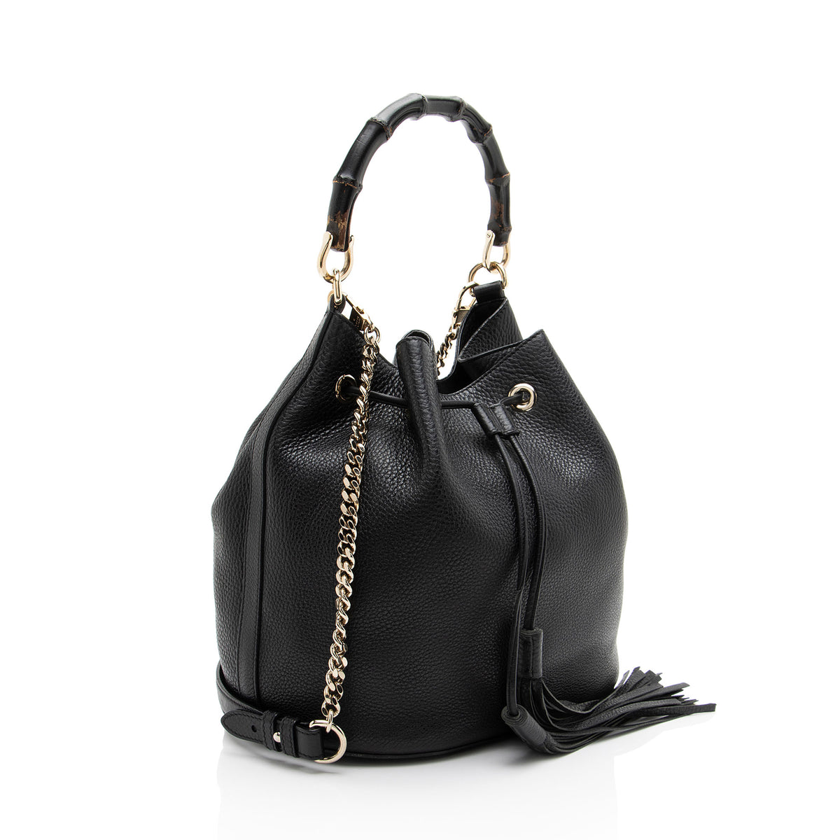 Gucci Leather Miss Bamboo Bucket Bag