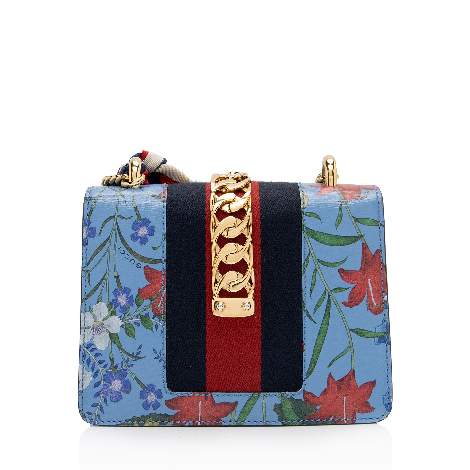 Gucci Leather New Flora Sylvie Mini Chain Bag (SHF-Yl1uiM)