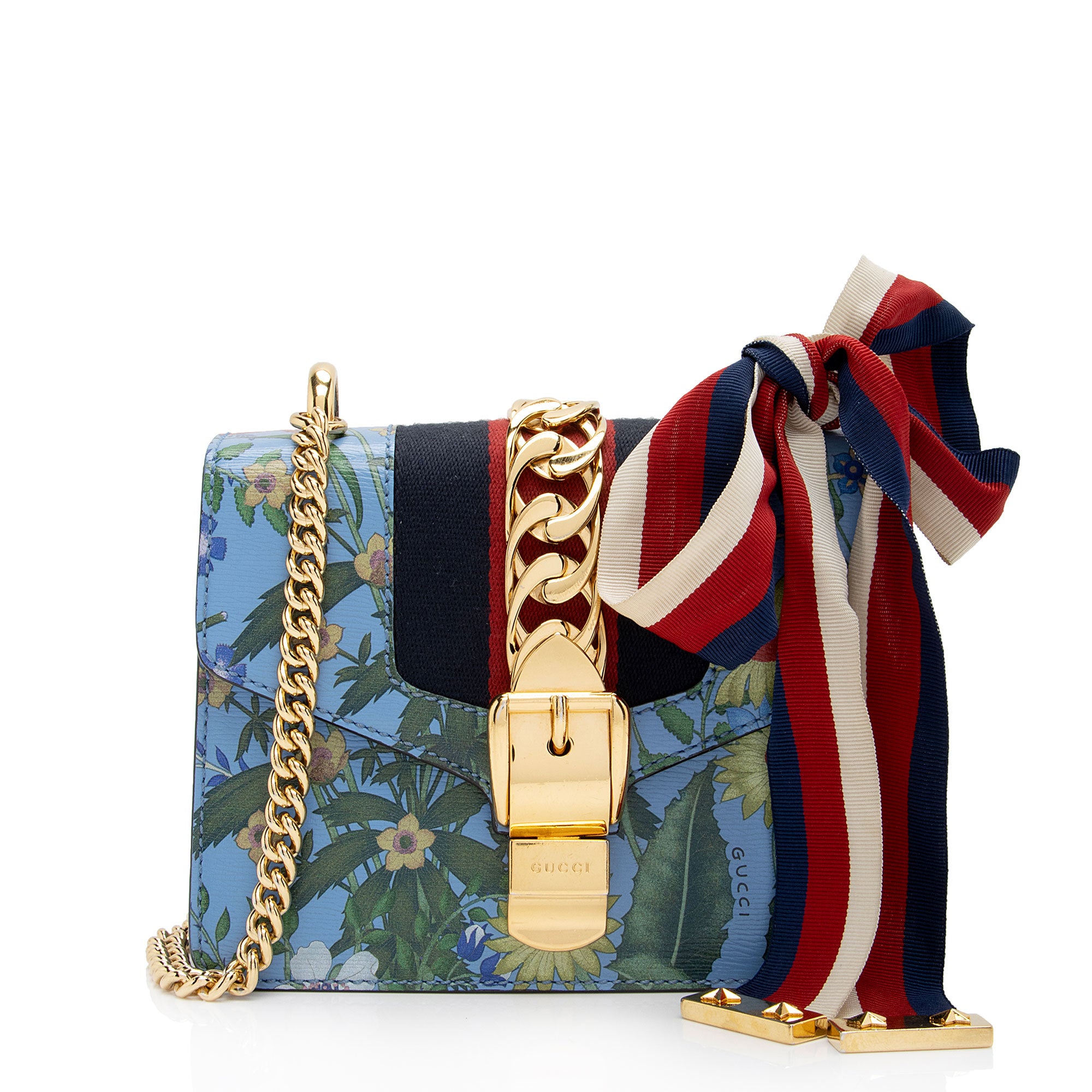Gucci Leather New Flora Sylvie Mini Chain Bag (SHF-Yl1uiM)