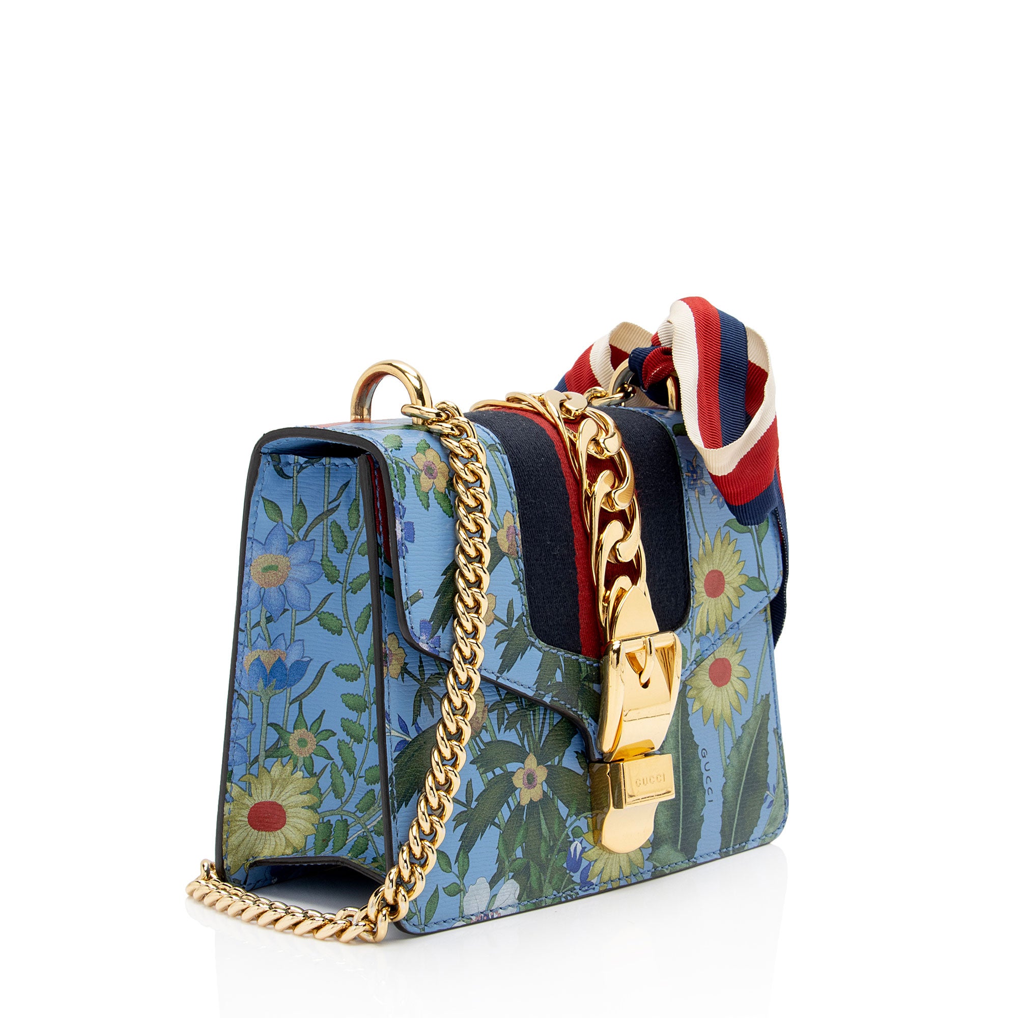 Gucci Leather New Flora Sylvie Mini Chain Bag (SHF-Yl1uiM)