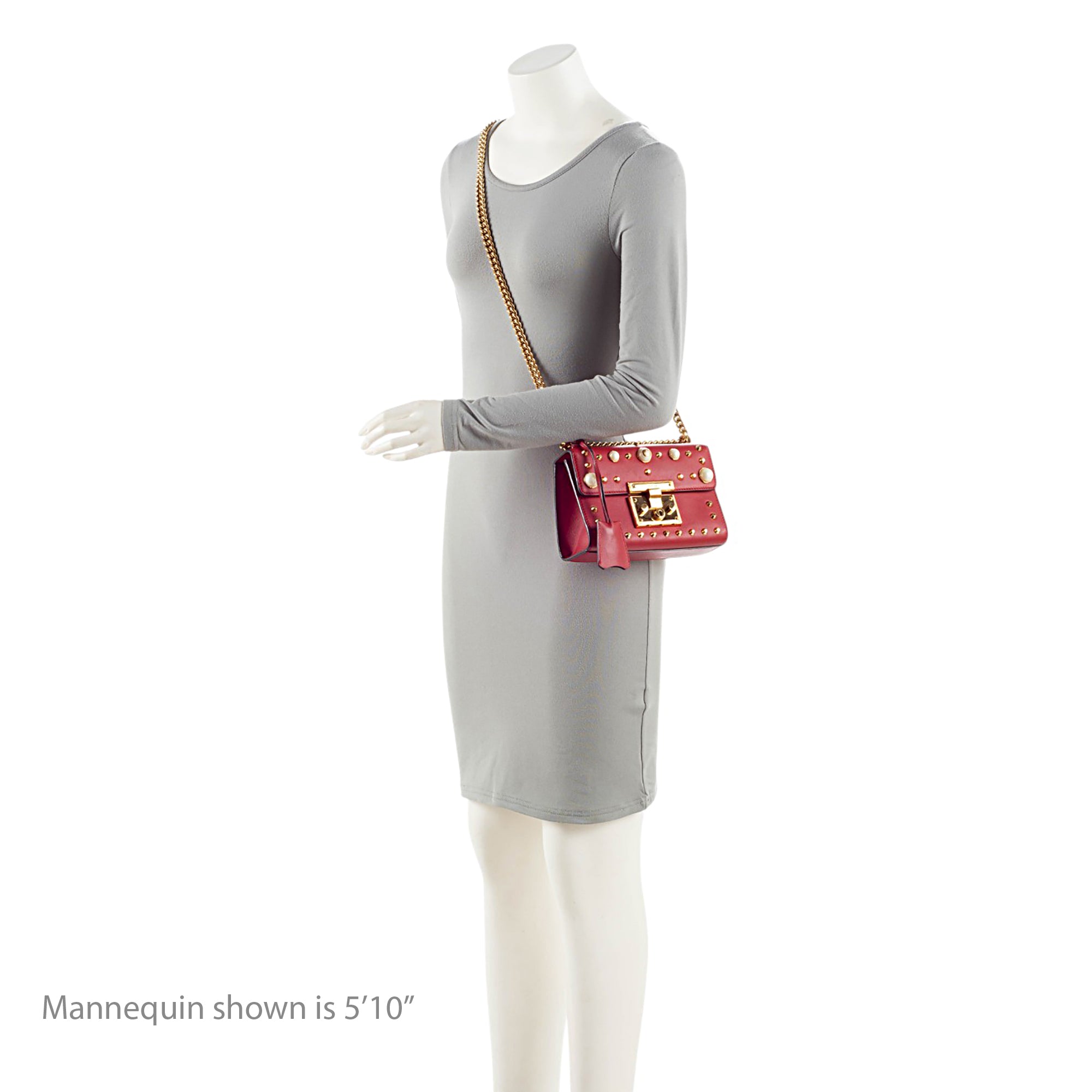 Gucci Leather Pearl Stud Padlock Small Shoulder Bag
