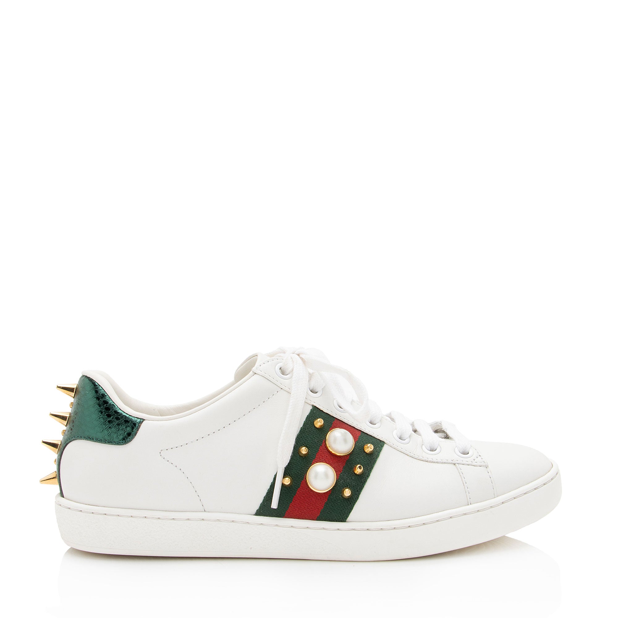 GUCCI Ace スニーカー 39 Gucci-Leather-Pearl-Studded-