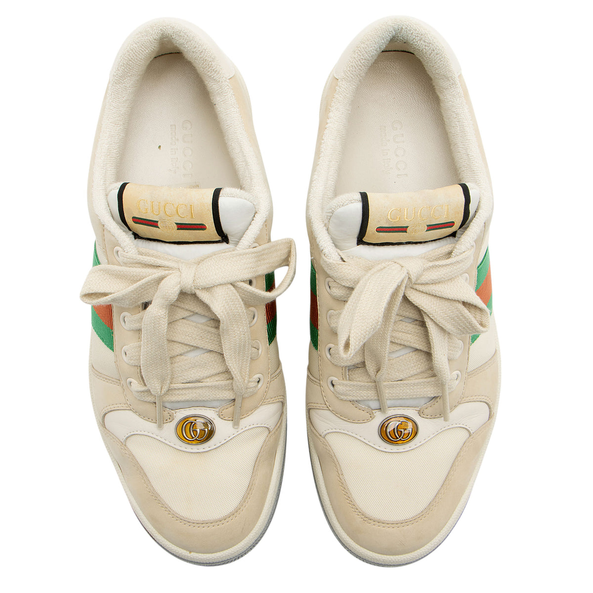 Gucci Leather Web Screener Sneakers - Size 8 / 38