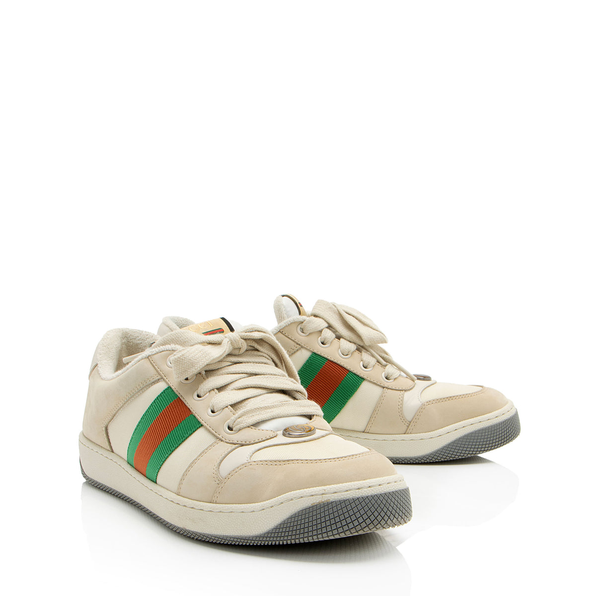 Gucci Leather Web Screener Sneakers - Size 8 / 38