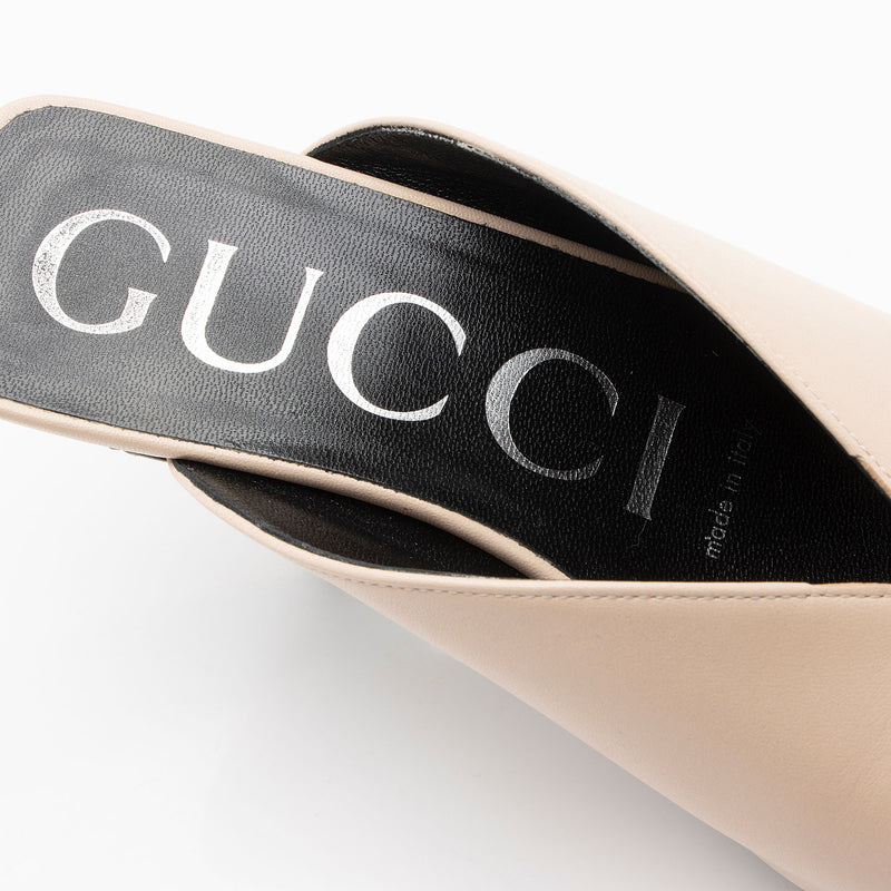 Gucci Leather Square G Slide Sandals - Size 7 / 37 (SHF-TnFHu9)
