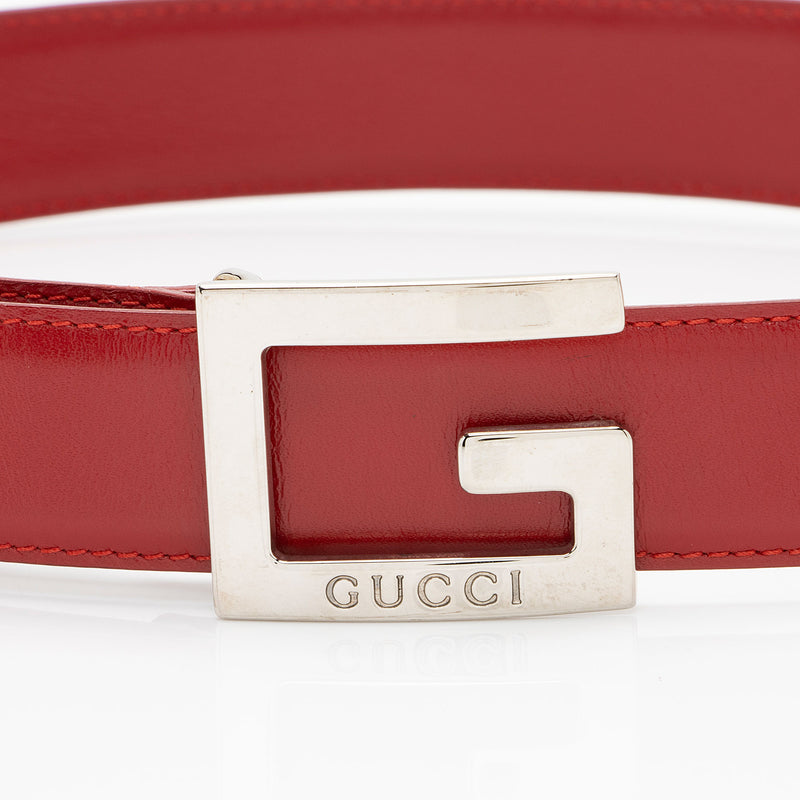 Gucci Leather Square G Slim Belt - Size 26 / 65 (SHF-LRKDXs)