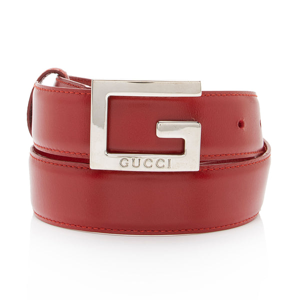 Gucci Leather Square G Slim Belt - Size 26 / 65 (SHF-LRKDXs)