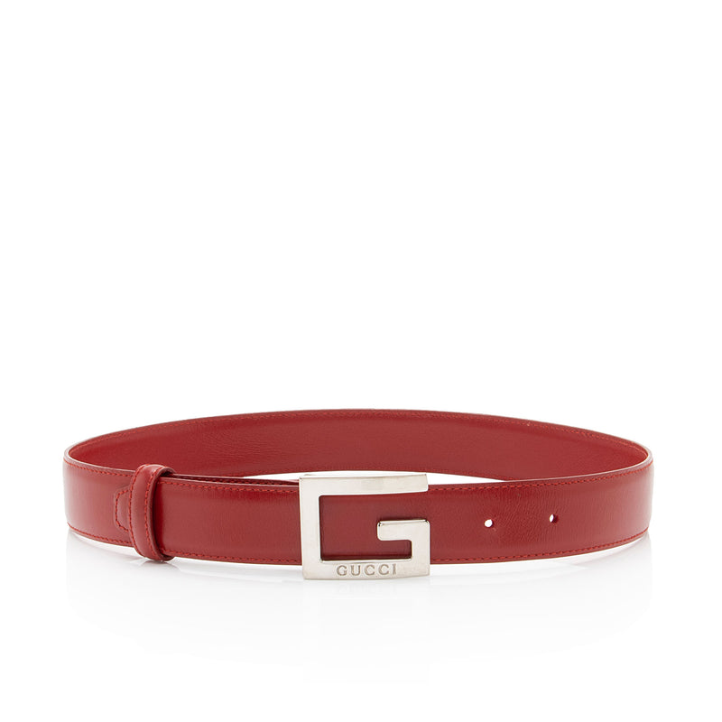 Gucci Leather Square G Slim Belt - Size 26 / 65 (SHF-LRKDXs)