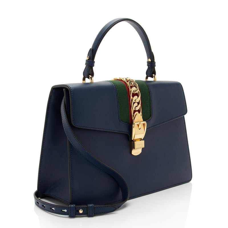Gucci Leather Sylvie Medium Top Handle SHF s5Ji15 LuxeDH