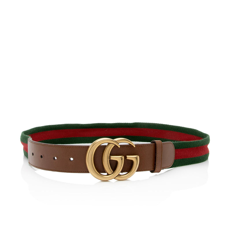 Gucci Web Double G Fabric/Leather Buckle Belt Multicolor