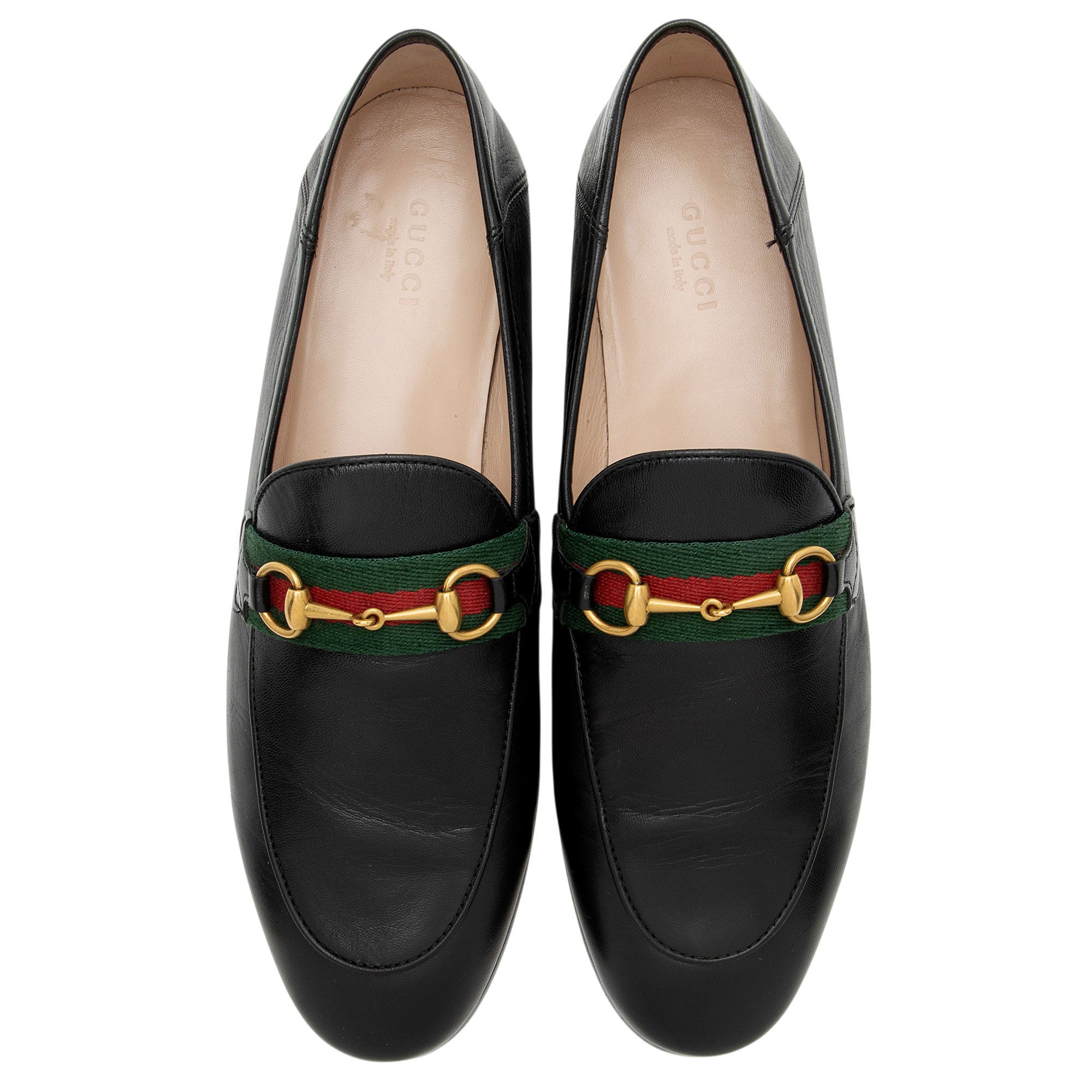 Gucci Leather Web Horsebit Loafers - Size 9 / 39