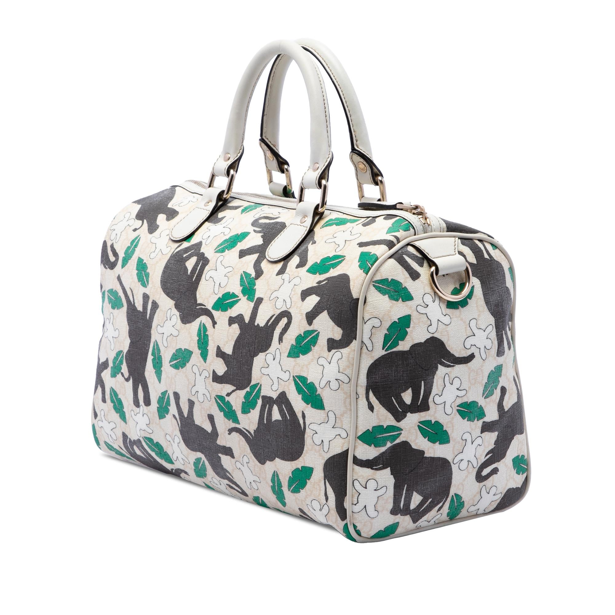 Gucci Limited Edition Medium GG Supreme Snowman In Africa Joy Boston Bag