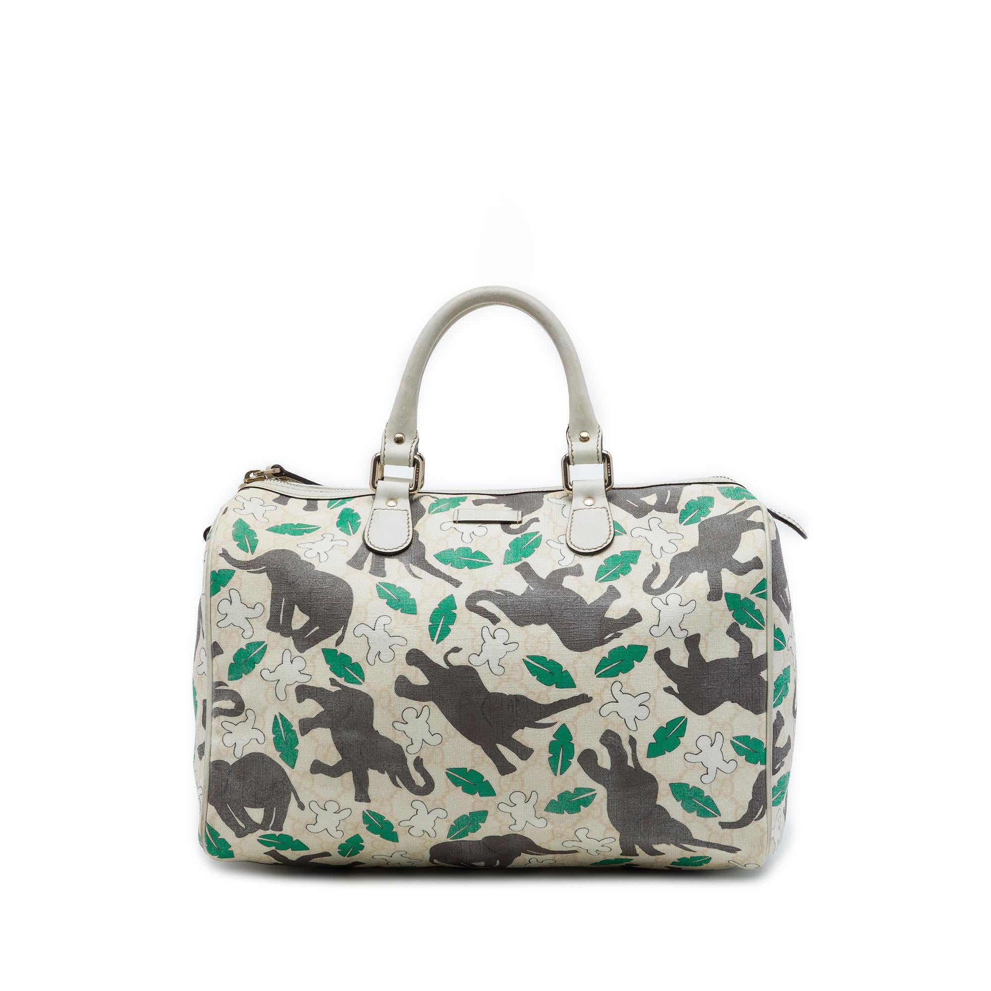 Gucci Limited Edition Medium GG Supreme Snowman In Africa Joy Boston Bag