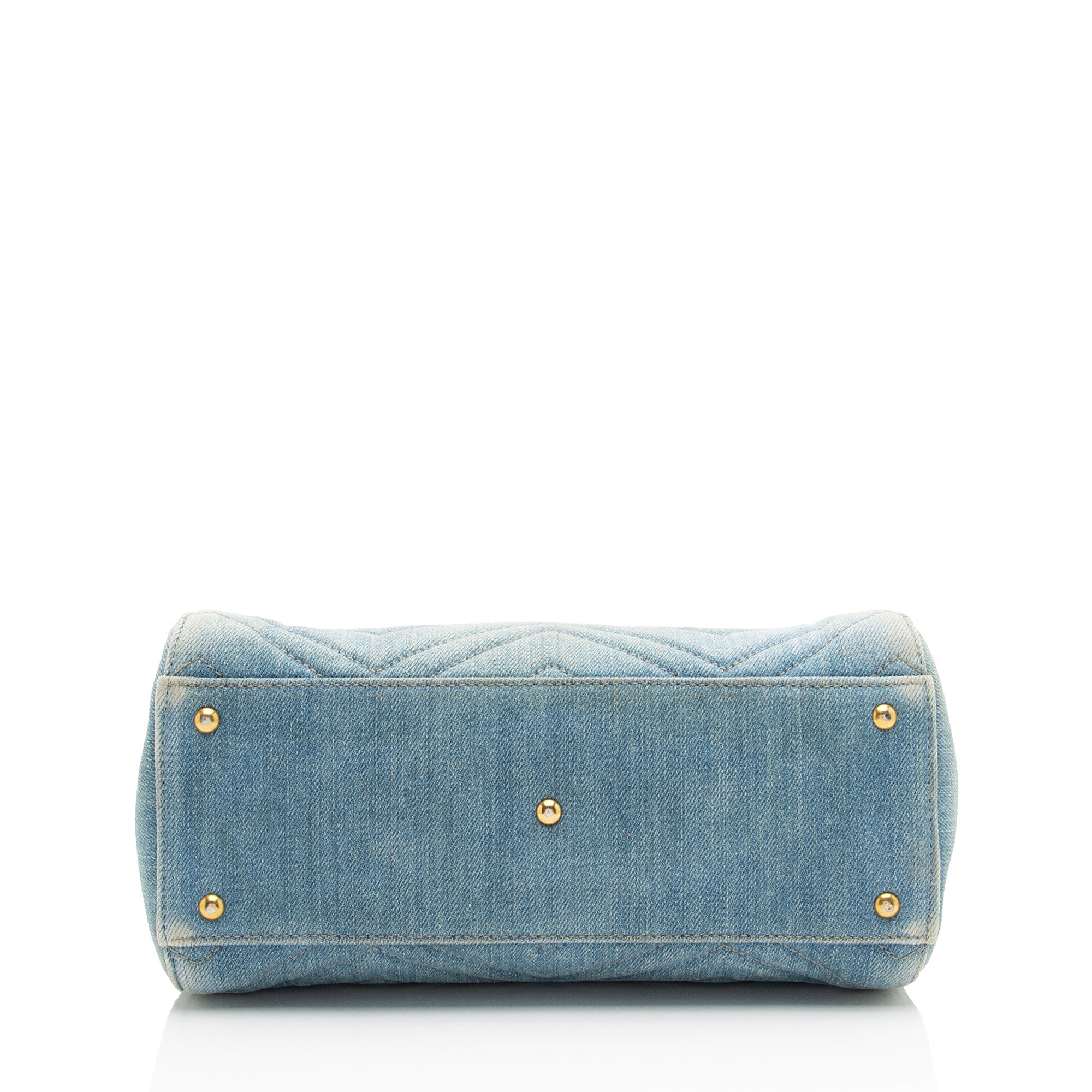 Gucci Matelasse Denim Pearl GG Marmont Small Tote