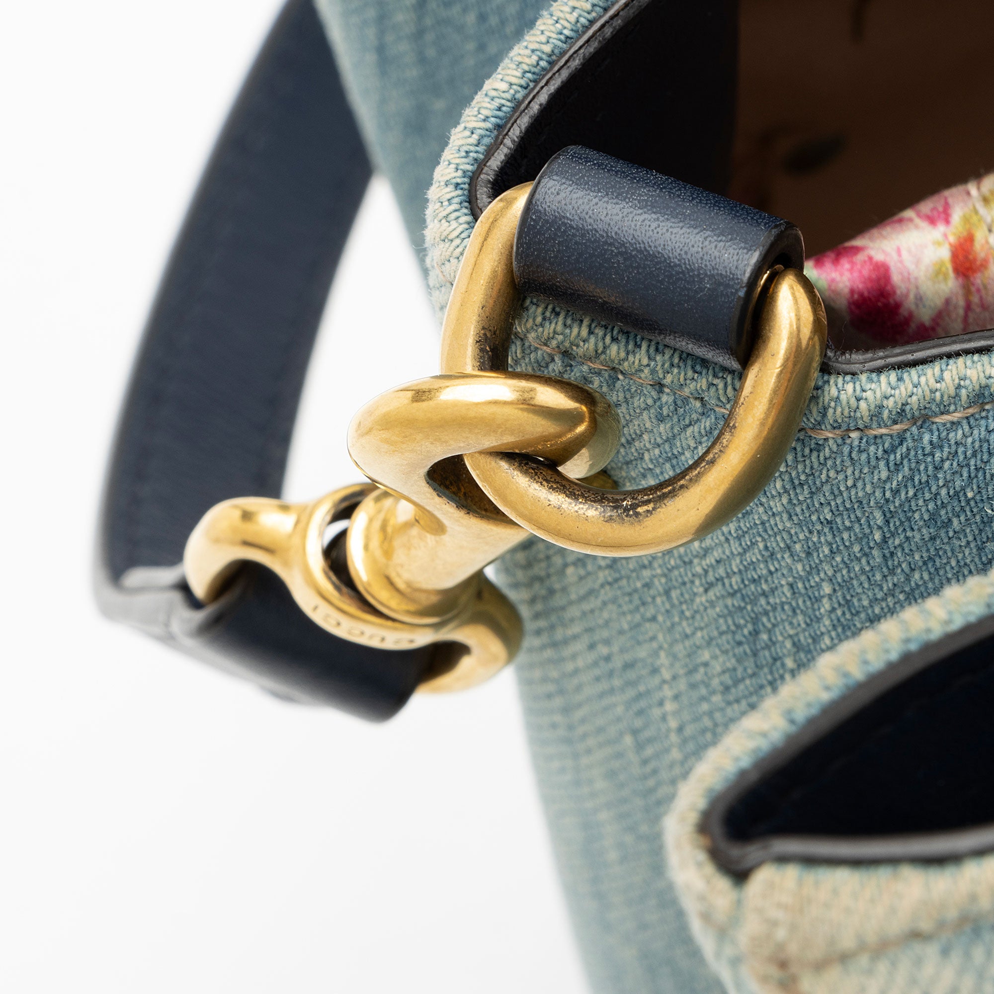 Gucci Matelasse Denim Pearl GG Marmont Small Tote