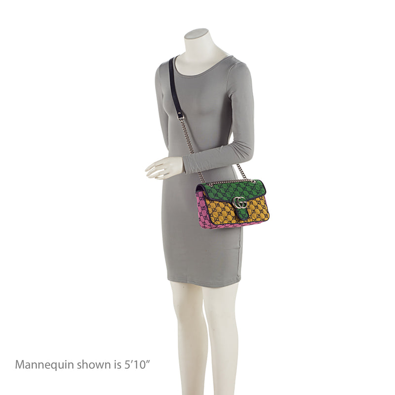 Gucci Multicolor Matelasse GG Canvas Marmont Small Shoulder Flap Bag  (SHF-pRWNuq)