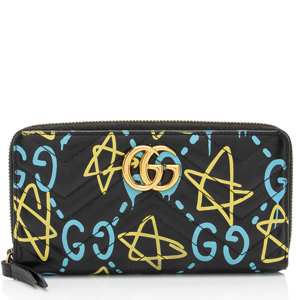 Gucci Matelasse Leather GG Marmont Ghost Zip Around Wallet SHF bgWhZ6 LuxeDH