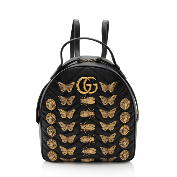 Gucci Matelasse Leather GG Marmont Animal Studs Backpack (SHF-1Xptvj)