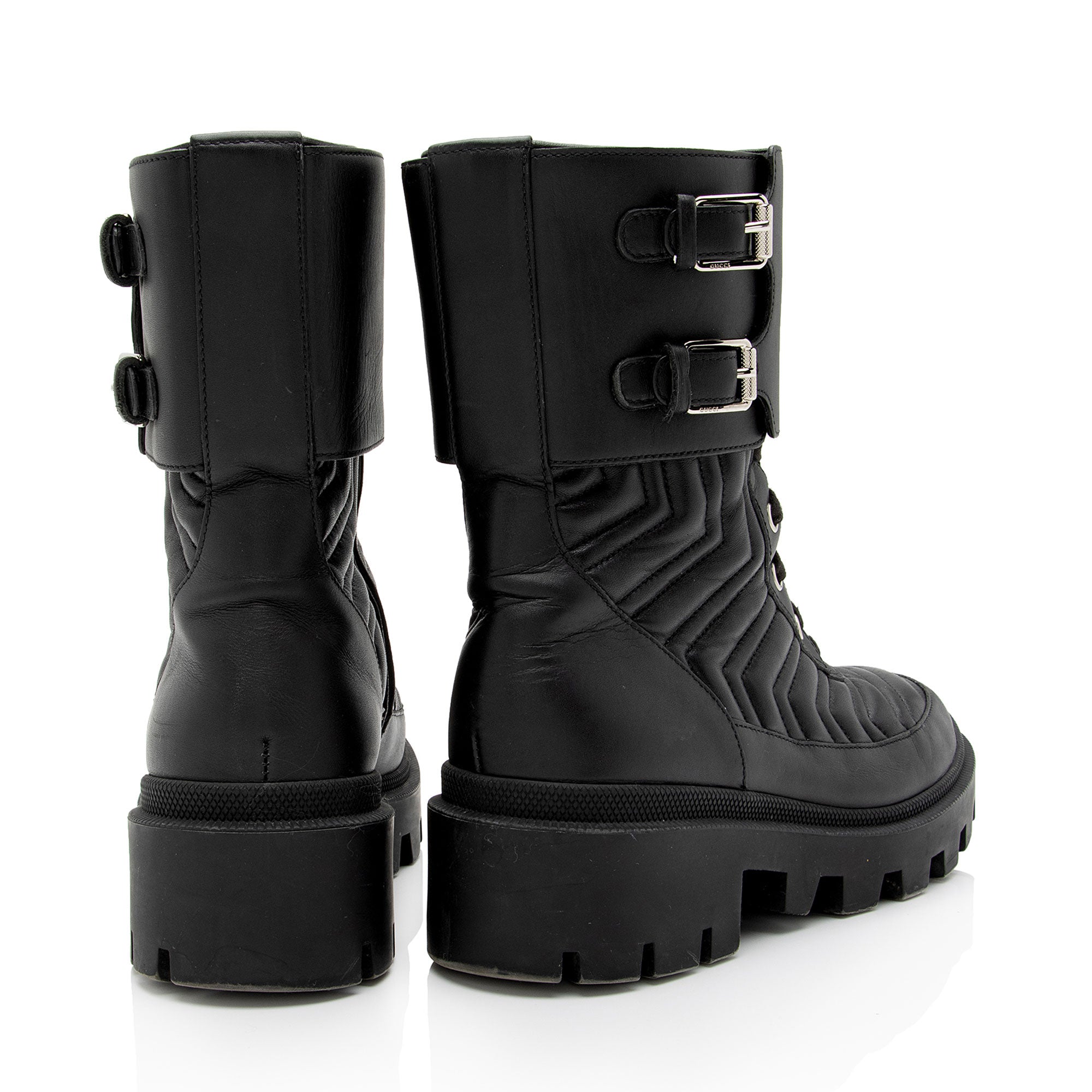 Gucci Matelasse Leather GG Marmont Charlotte Boots - Size 7.5 / 37.5 (SHF-liB5vn)