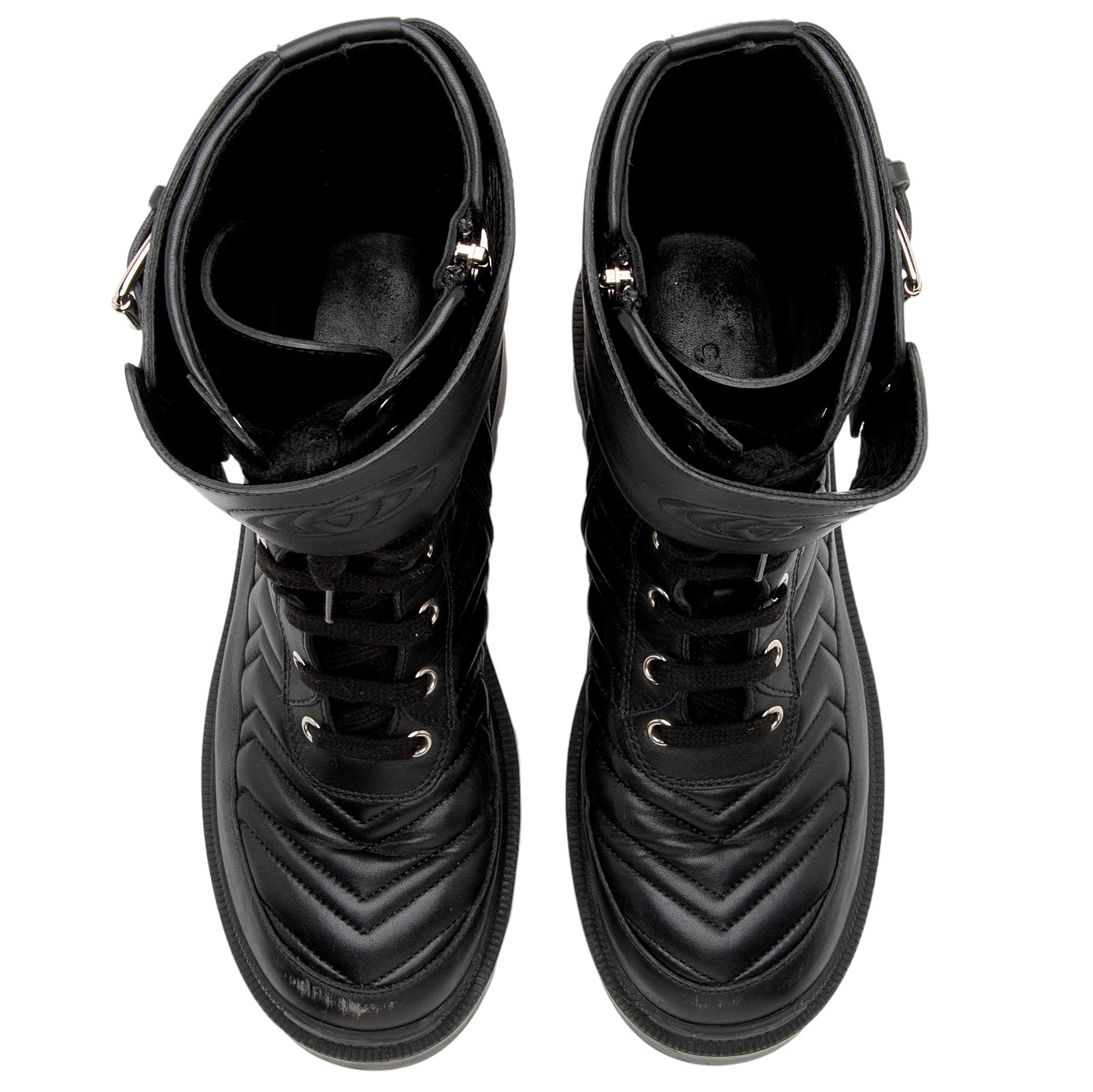 Gucci Matelasse Leather GG Marmont Charlotte Boots - Size 7.5 / 37.5 (SHF-liB5vn)